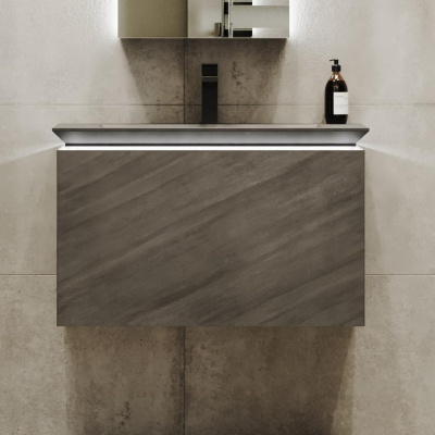 Тумба Incline 80 в HPL пластике и раковиной из архитектурного бетона