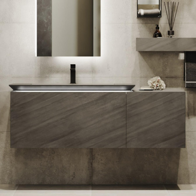 Тумба Incline 140 в HPL пластике и раковиной из архитектурного бетона