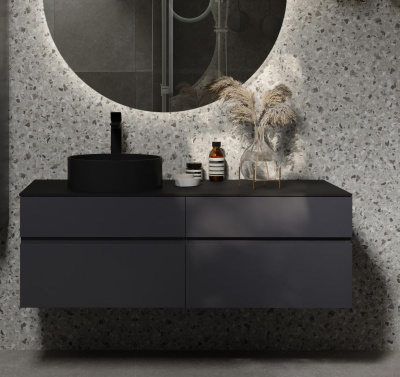 Тумба Decent 120 антрацит, с керамогранитной столешницей