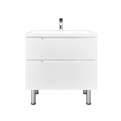 Тумба Wector 100 напольная белая под раковину с щелевым сливом 