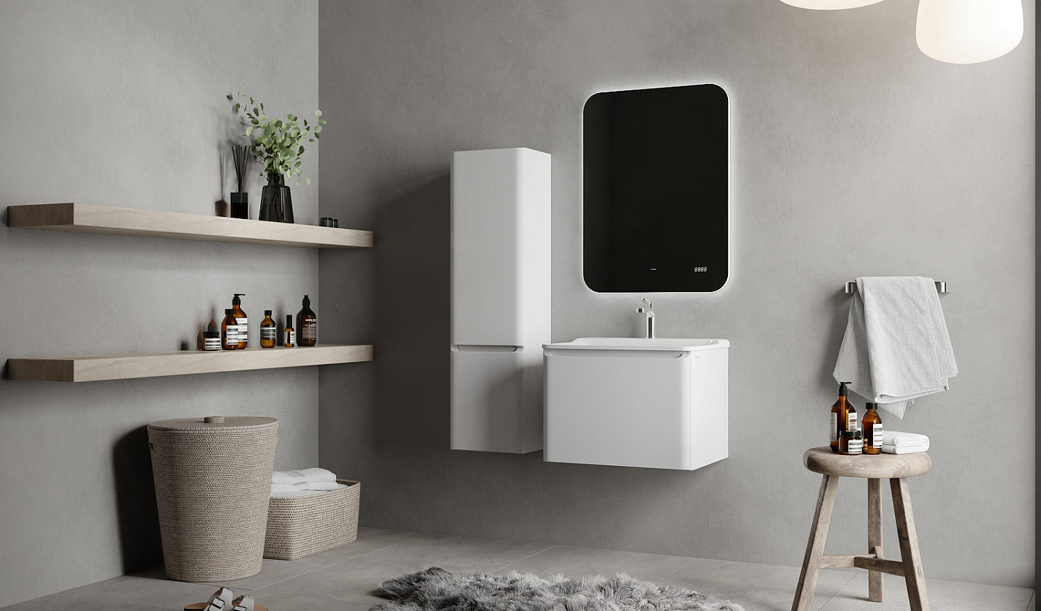 Комплект мебели Вельто 60, белый подвесной