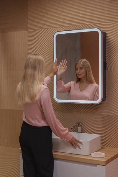 Зеркало-шкаф Ленора Антрацит 60х80 Бесконтакт