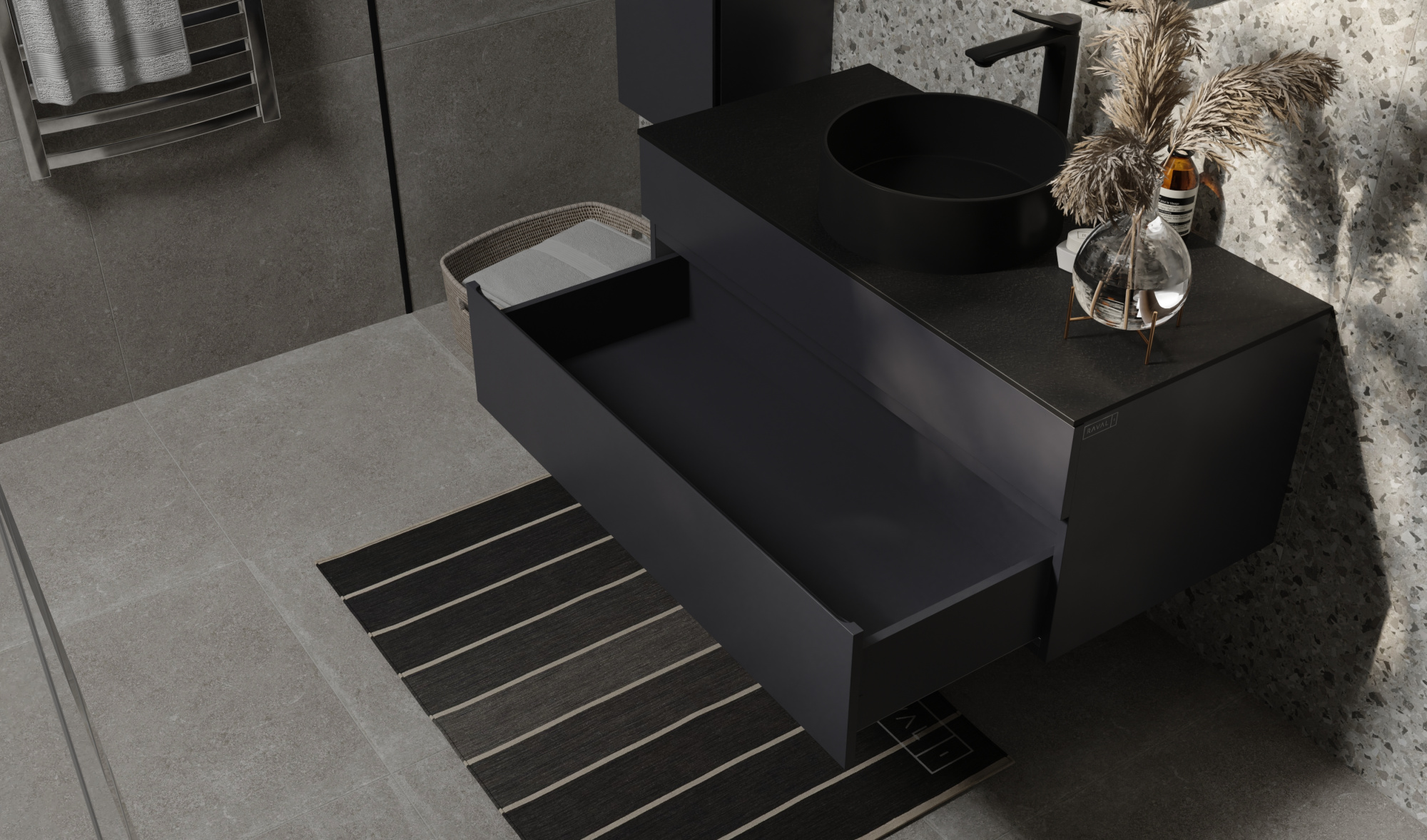 Тумба Decent 100 антрацит, с керамогранитной столешницей