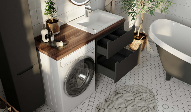 Комплект Wood под стиральную машину, серый