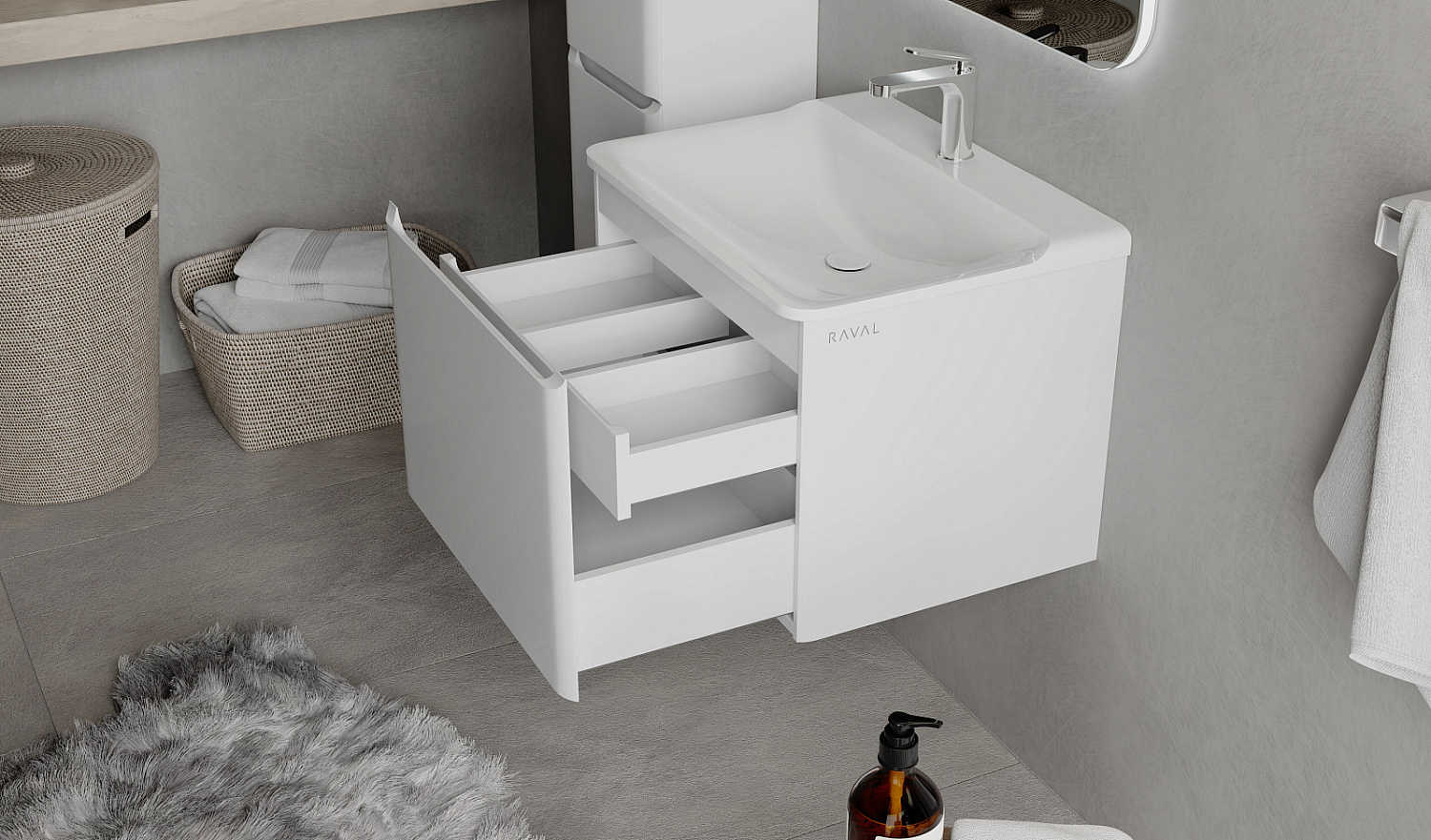 Комплект мебели Вельто 60, белый подвесной