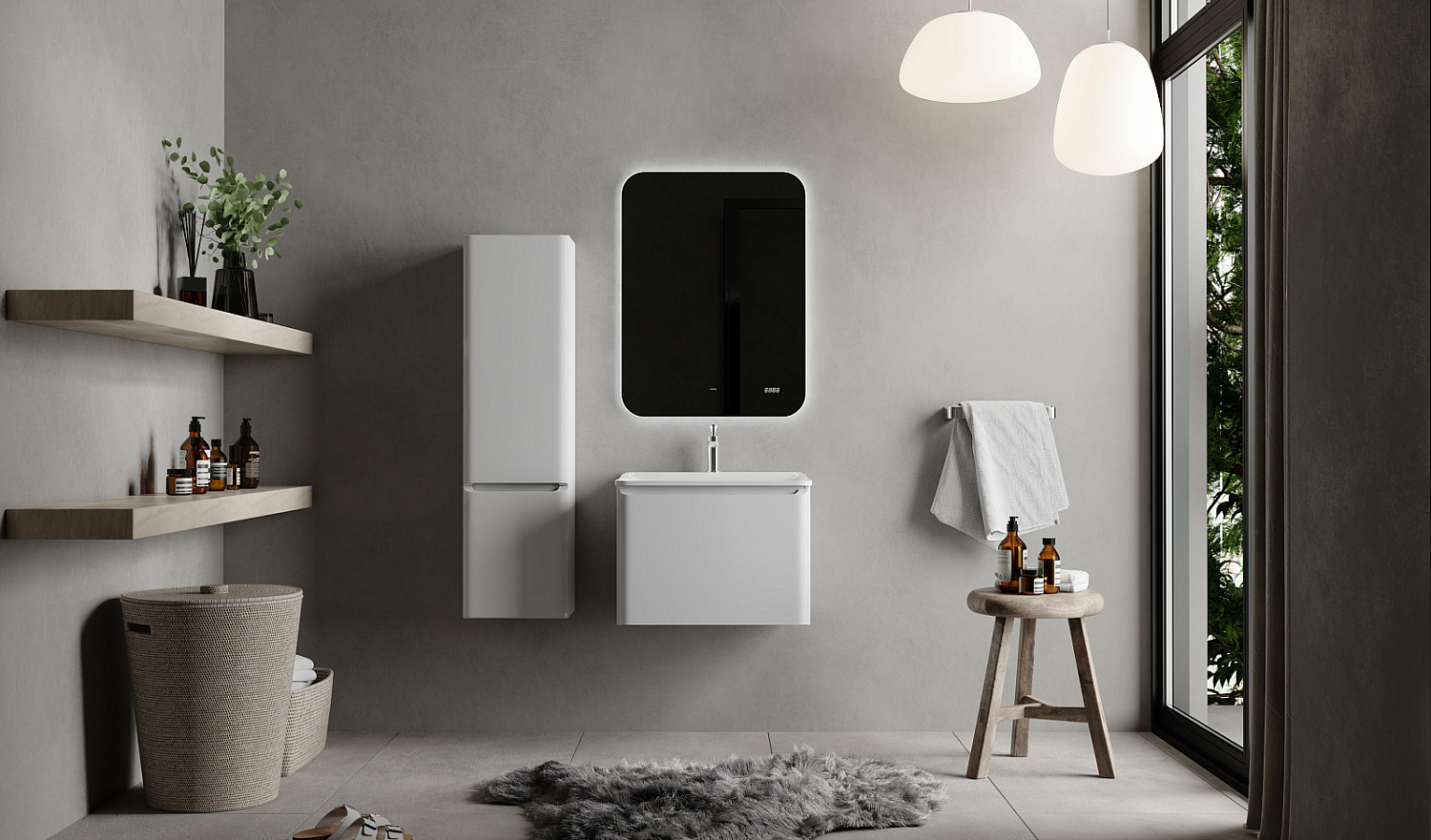 Комплект мебели Вельто 60, белый подвесной