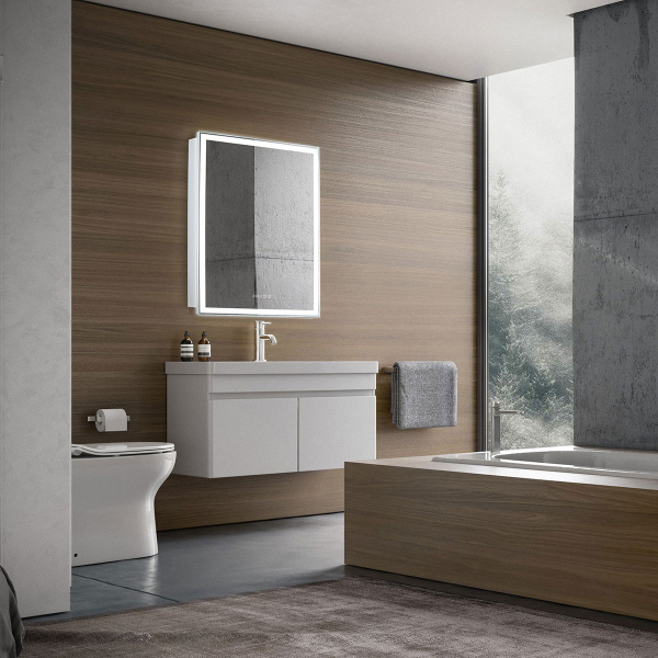 Зеркало-шкаф Правый Альма Белый 60х80 Сенсор 3-6К Часы