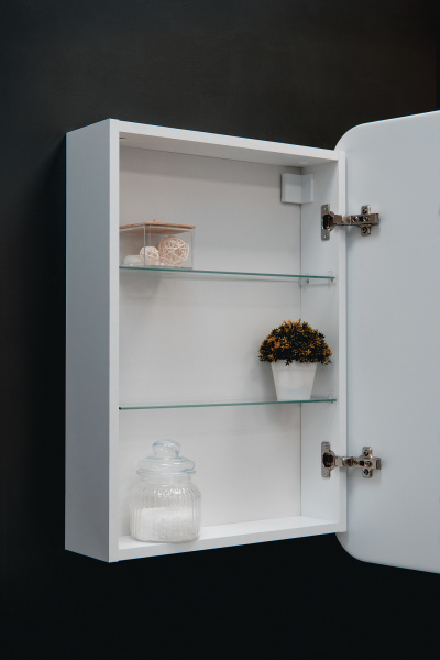 Зеркало-шкаф Правый Ленора Белый 60х80 Сенсор 3-6К Часы Антипар