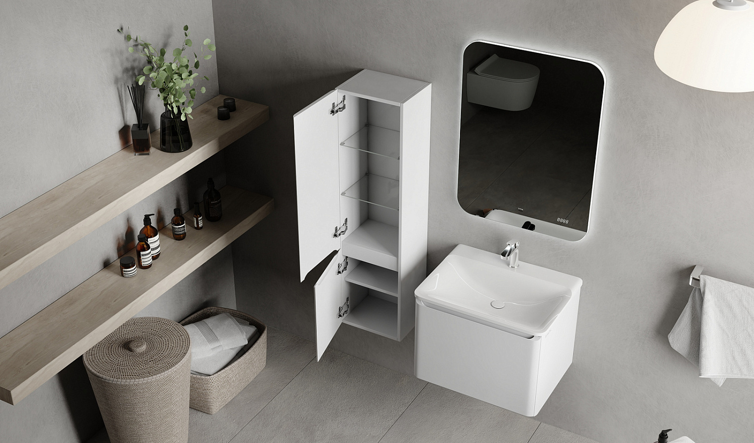 Комплект мебели Вельто 60, белый подвесной