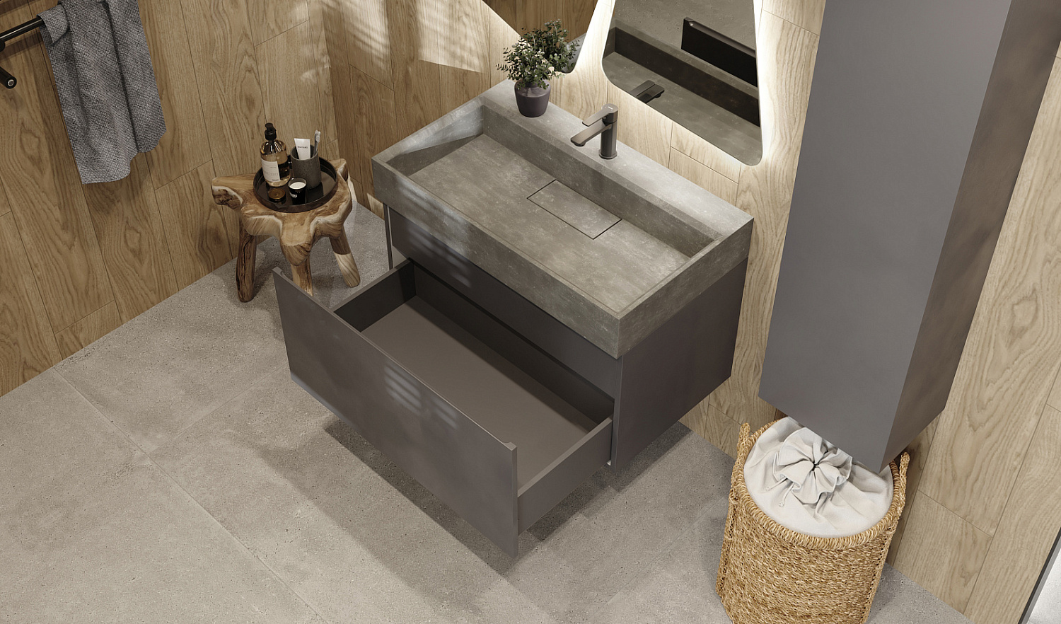 Тумба Facet 80 подвесная, антрацит