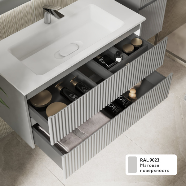 Тумба Костон 100 подвесная Светло-серая