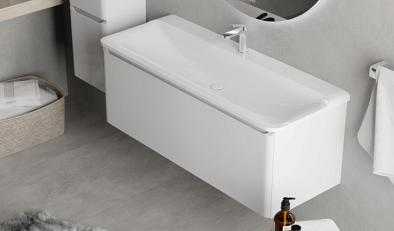 Тумба Вельто 120 подвесная белая