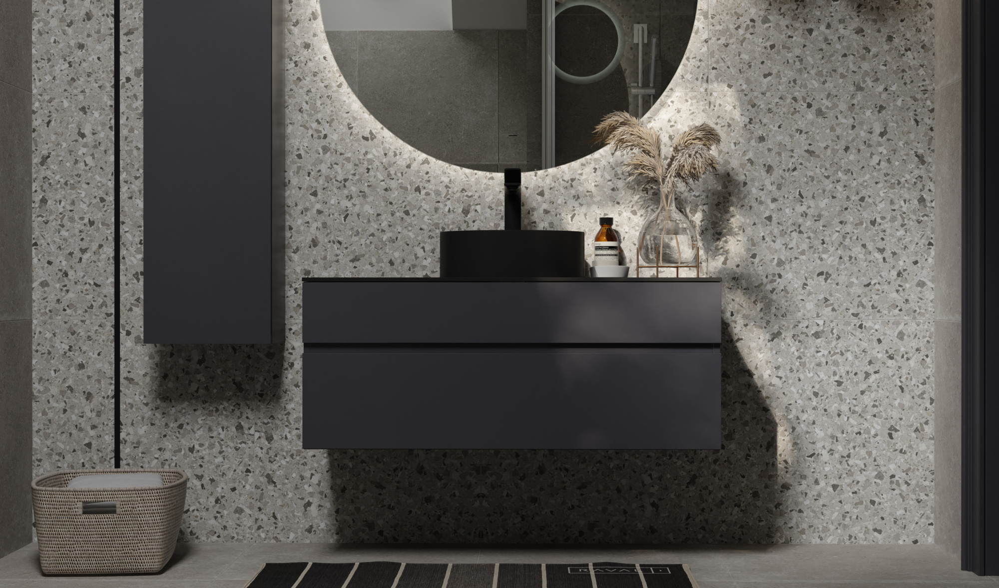 Тумба Decent 100 антрацит, с керамогранитной столешницей