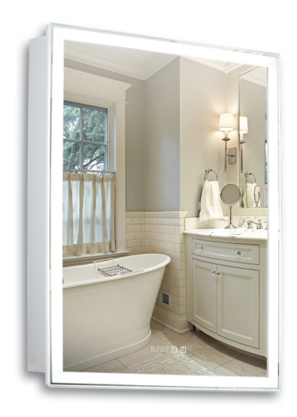 Зеркало-шкаф Правый Альма Белый 60х80 Сенсор 3-6К Часы