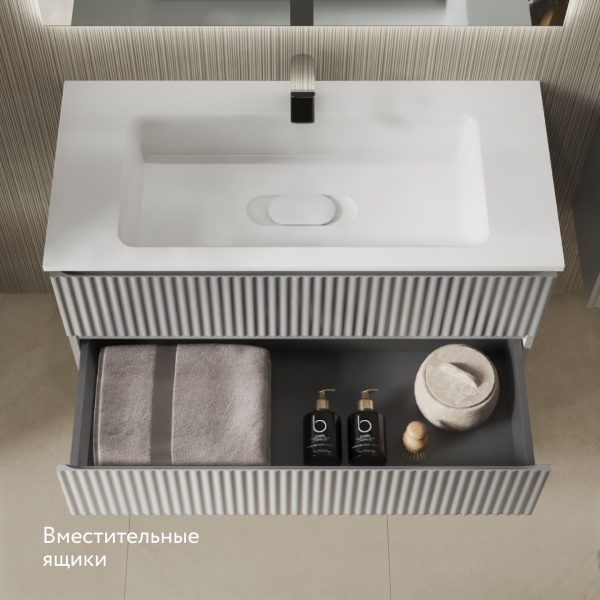 Тумба Костон 100 подвесная Светло-серая