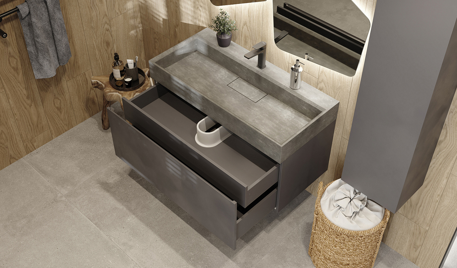 Тумба Фацет 100 подвесная, антрацит