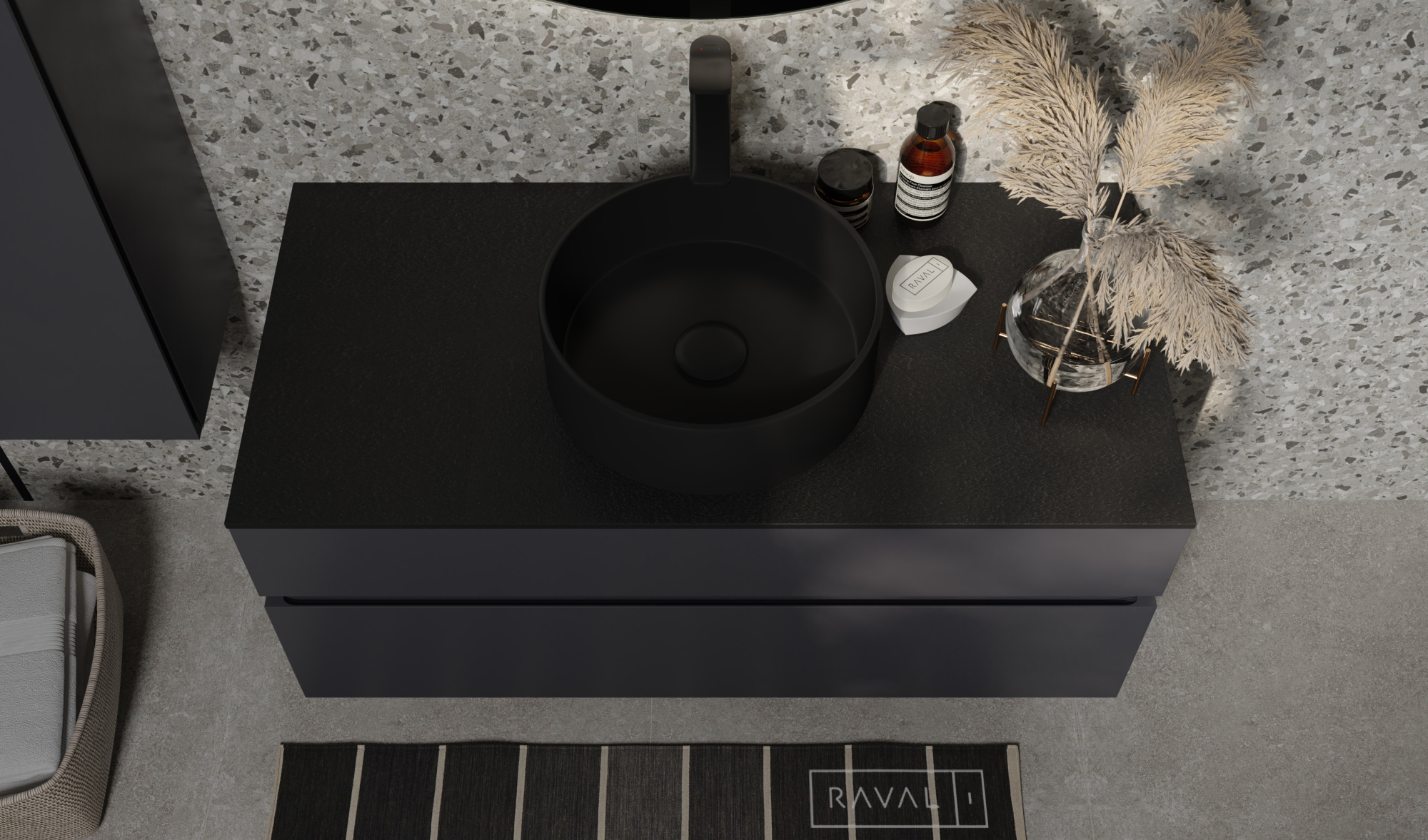 Тумба Decent 100 антрацит, с керамогранитной столешницей