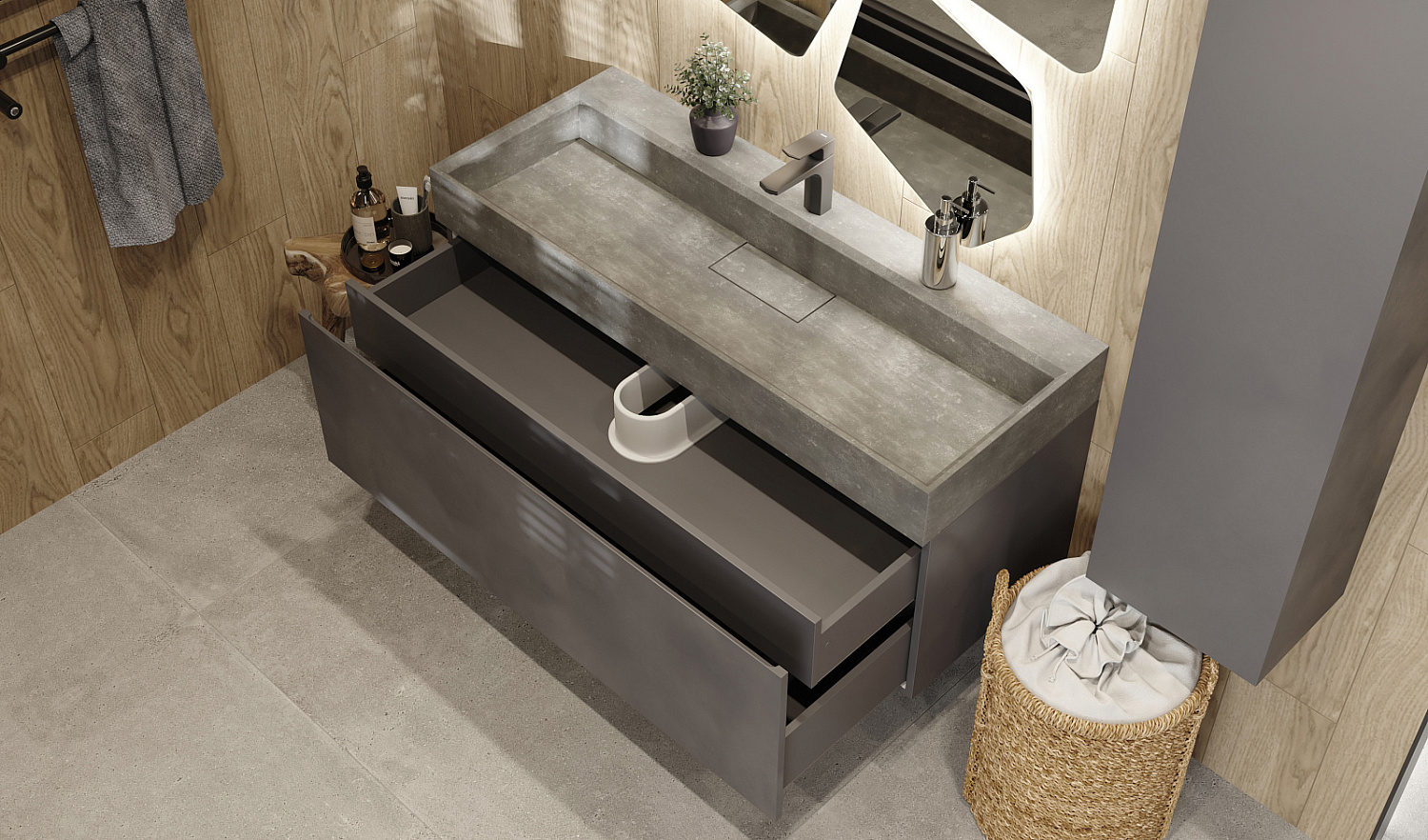 Тумба Facet 120 подвесная, антрацит