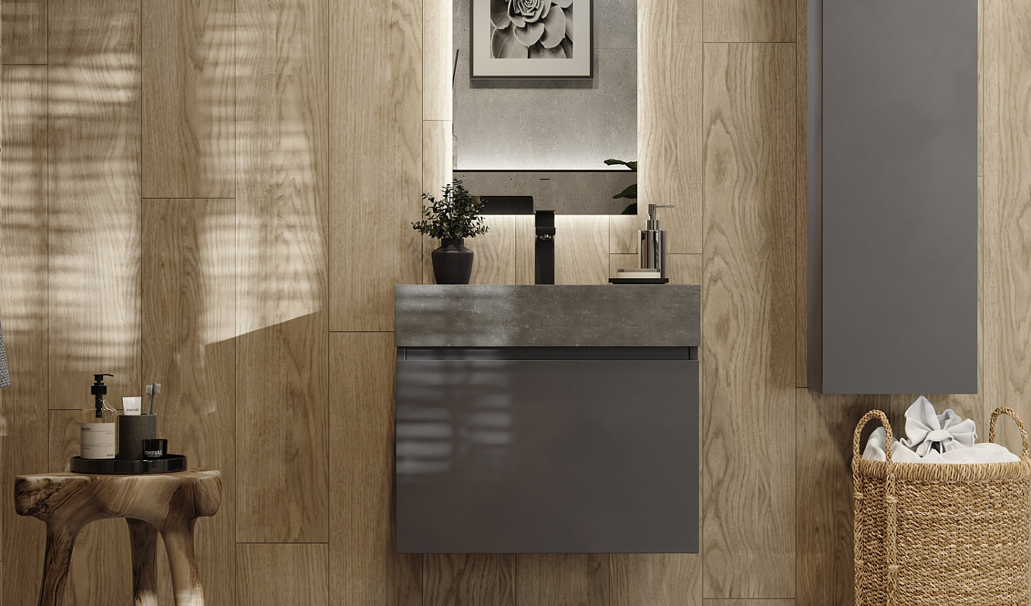 Тумба Facet 60 подвесная, антрацит