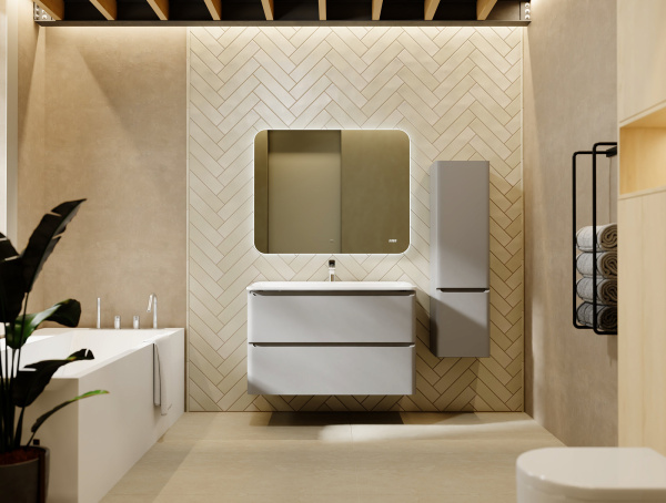 Комплект мебели Вельто 100 с 2 ящ. подвесной светло-серый