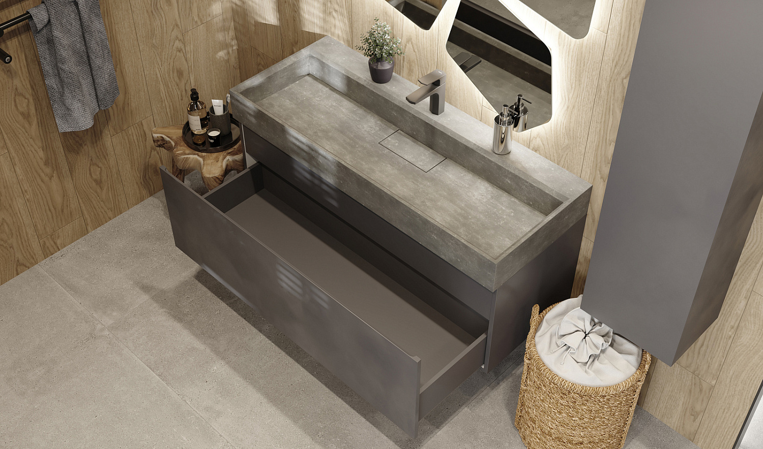 Тумба Facet 120 подвесная, антрацит