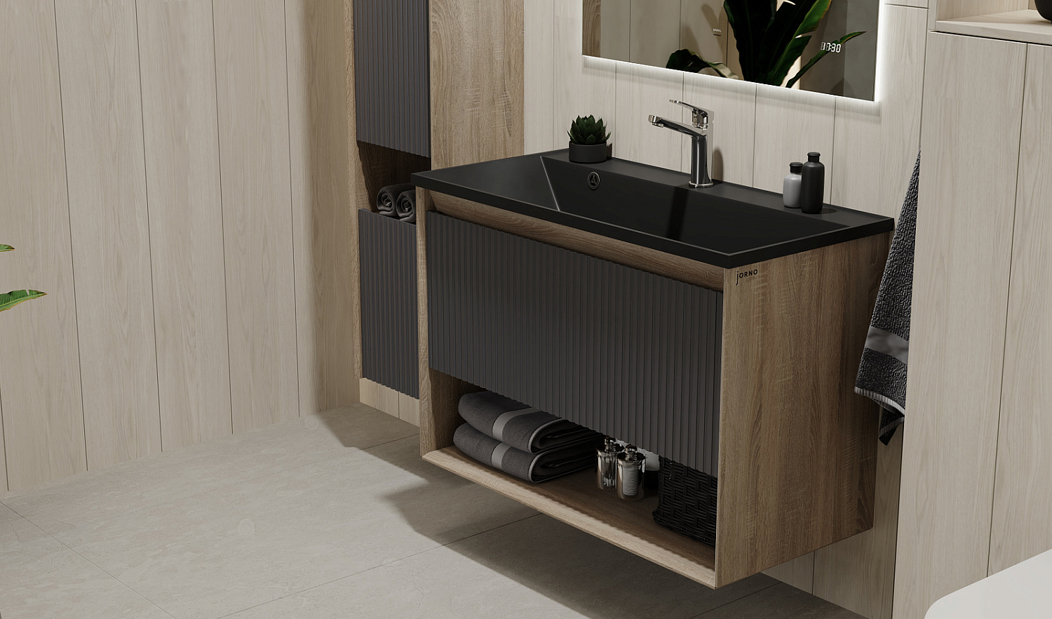 Комплект мебели Тоссони 90 подвесной Дуб Самдал/Антрацит