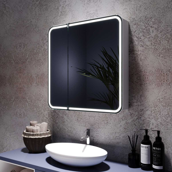 Зеркало-шкаф Альфа Белый 80х80 Сенсор