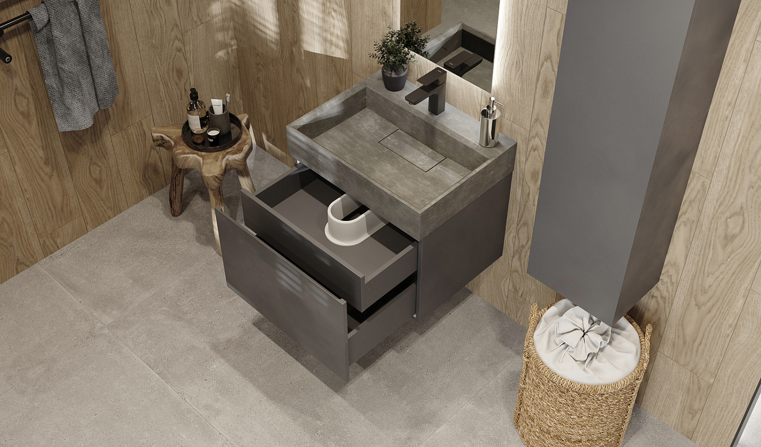 Тумба Facet 60 подвесная, антрацит