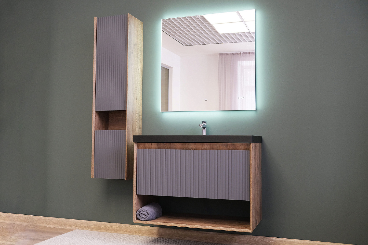 Тумба Тоссони 70 подвесная Сонома светлая/Белый