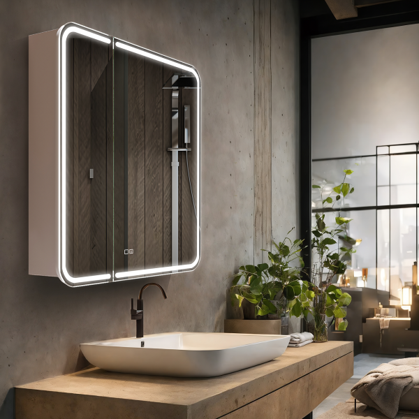 Зеркало-шкаф Лукка Белый 80х80 Сенсор Антипар