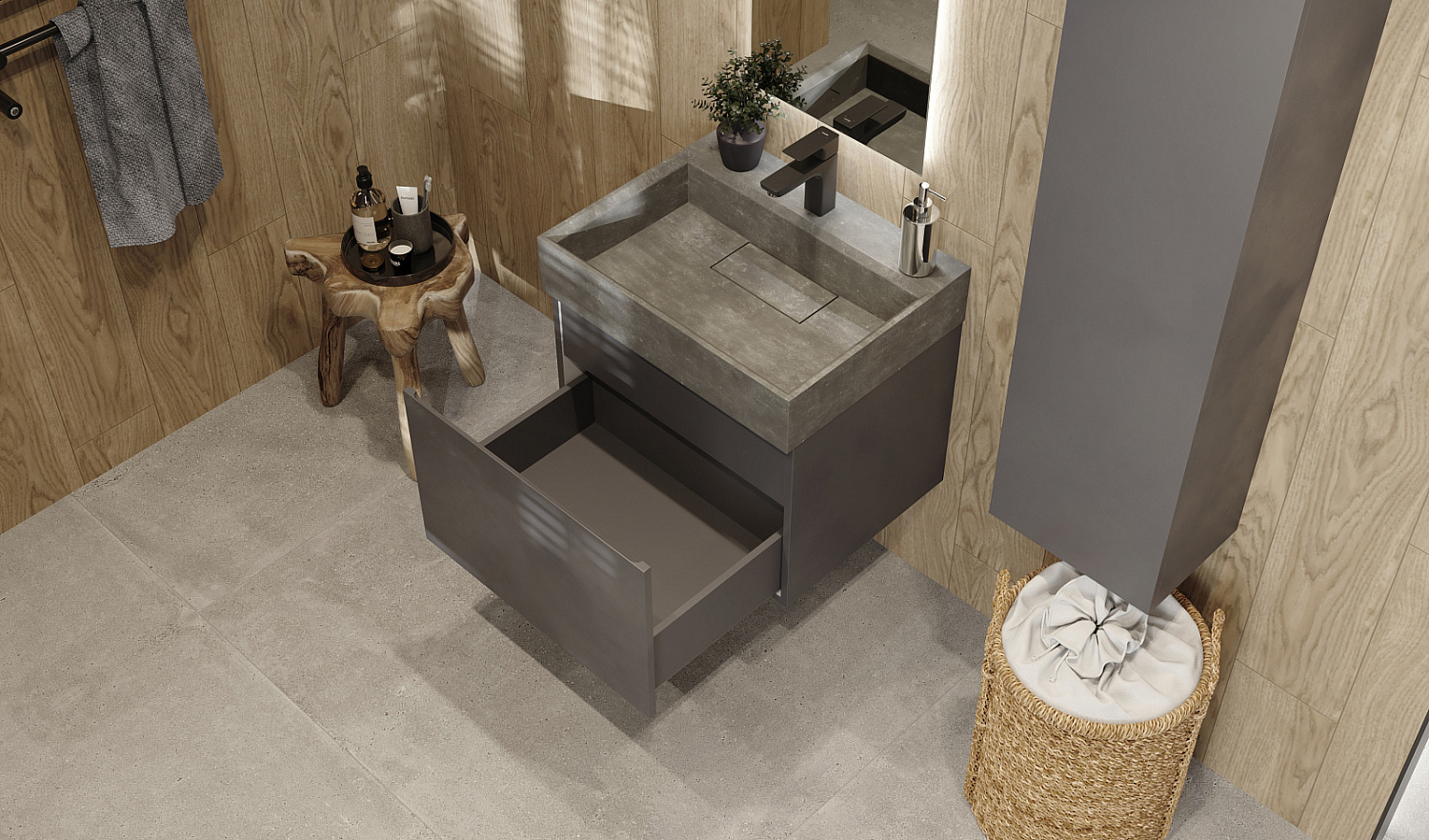 Тумба Facet 60 подвесная, антрацит